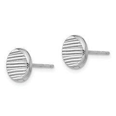 14K White Gold Polished and Textured Small Disc Post Earrings