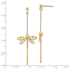 14K Polished Dragonfly Post Dangle Earrings