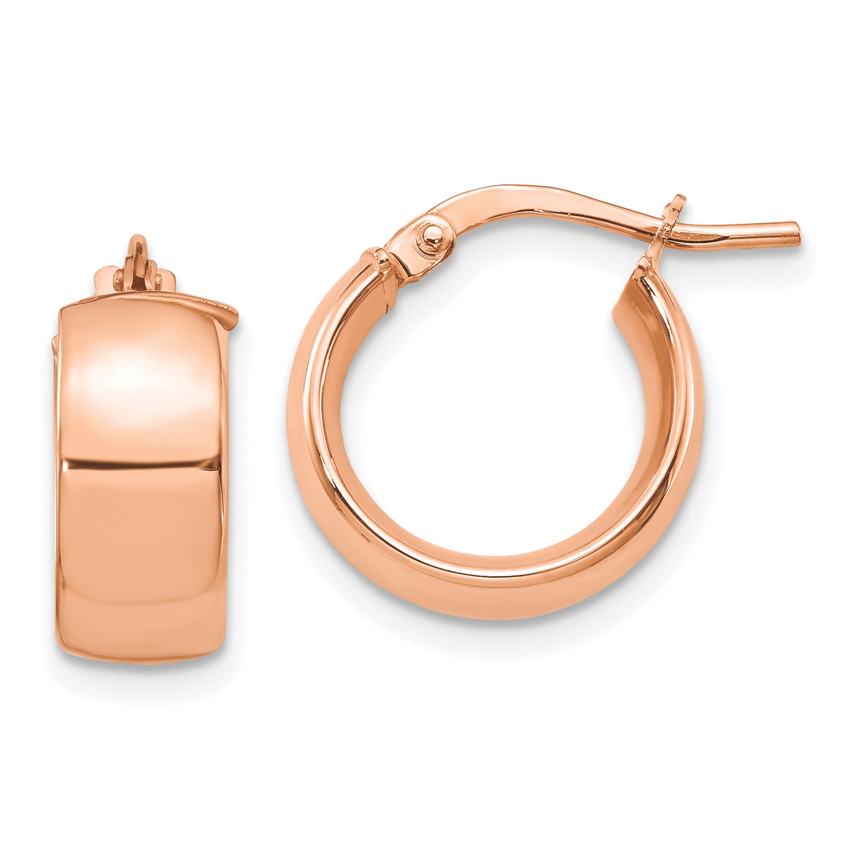 14K Rose Gold 6mm High Polished Hoop Earrings