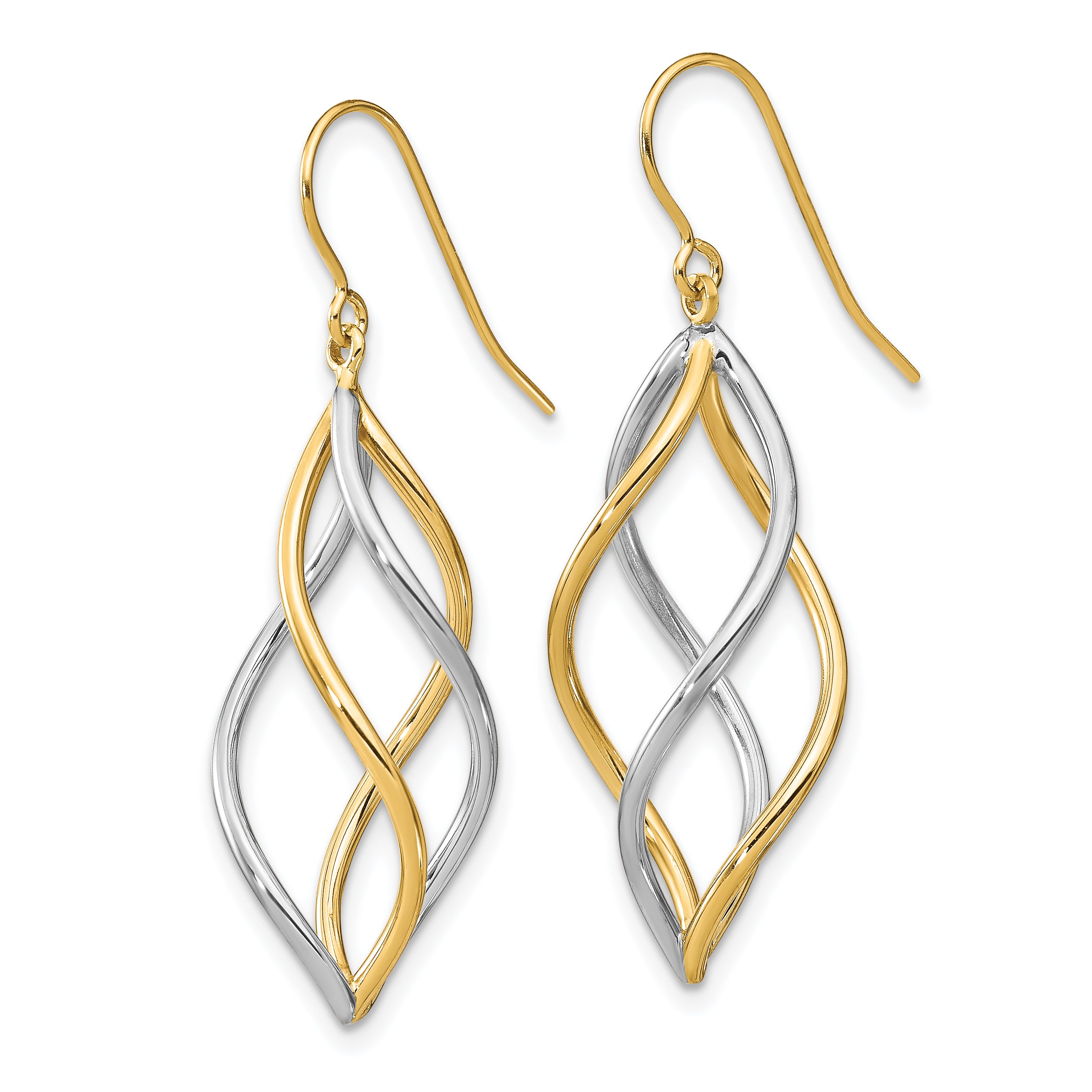 14k Two-tone Polished Dangle Earrings