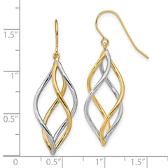 14k Two-tone Polished Dangle Earrings