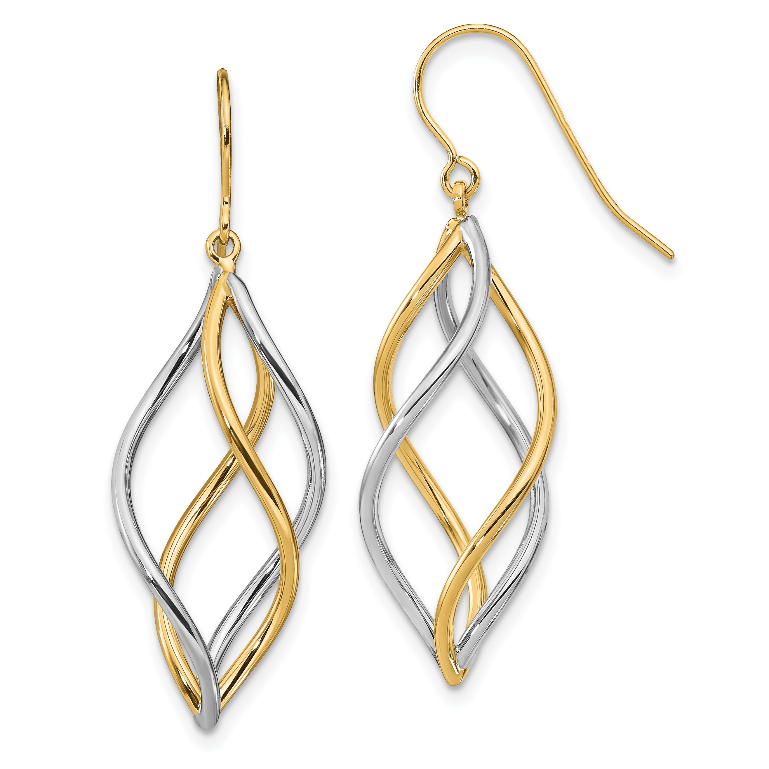 14k Two-tone Polished Dangle Earrings