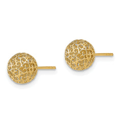 14k 7.75MM Filigree Ball Post Earrings