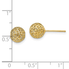 14k 7.75MM Filigree Ball Post Earrings