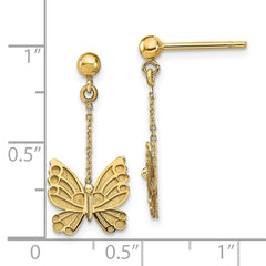 14k Polished and Brushed Butterfly Earrings