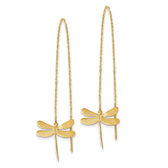 14k Polished Brushed Dragonfly Threader Earrings