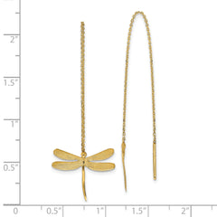 14k Polished Brushed Dragonfly Threader Earrings