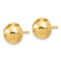 14K Polished D/C 10mm Button Post Earrings