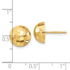 14K Polished D/C 10mm Button Post Earrings