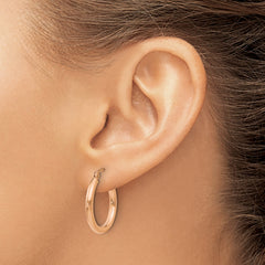 14k Rose Gold Polished 2.5mm Lightweight Tube Hoop Earrings