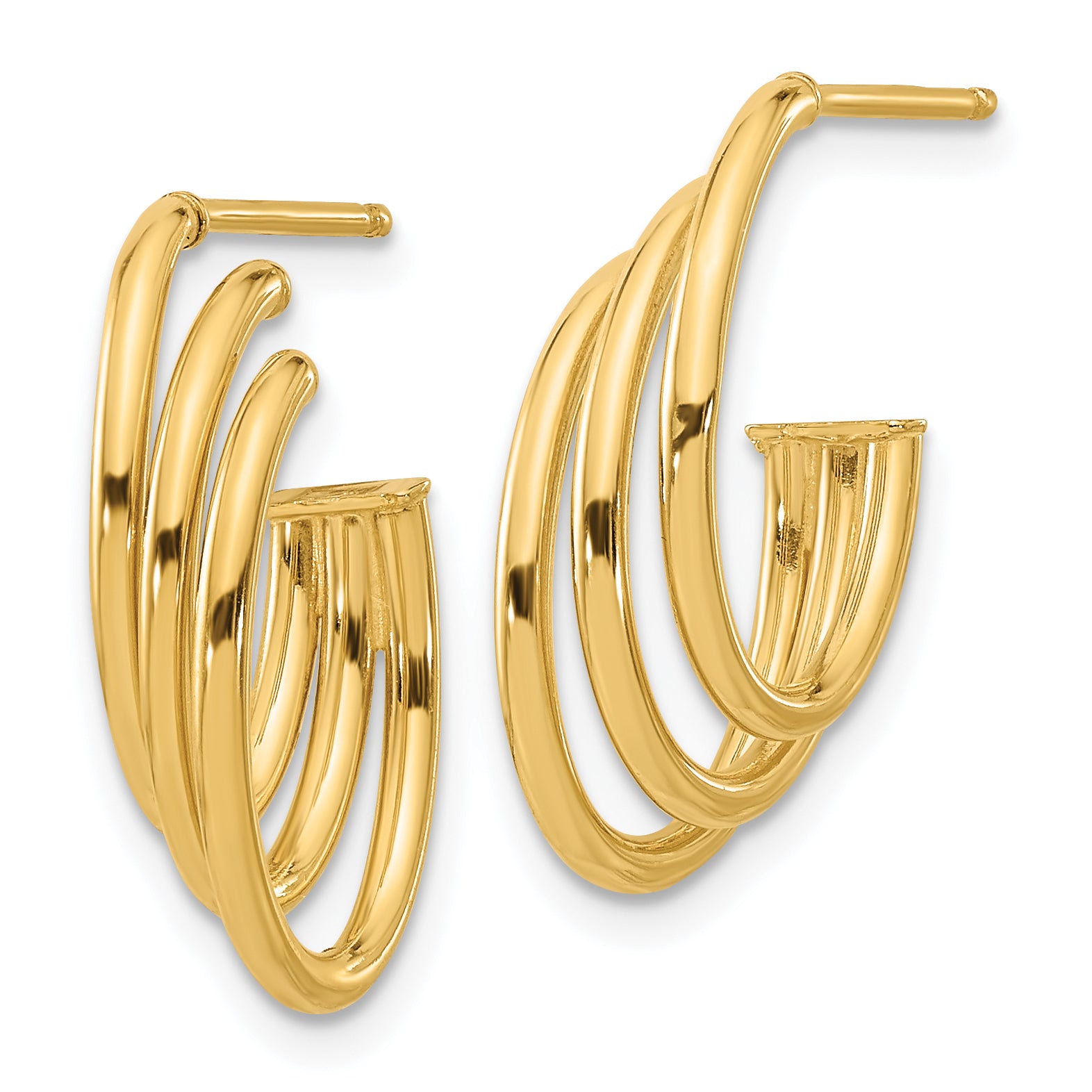 14K Polished J-Hoop Post Earrings