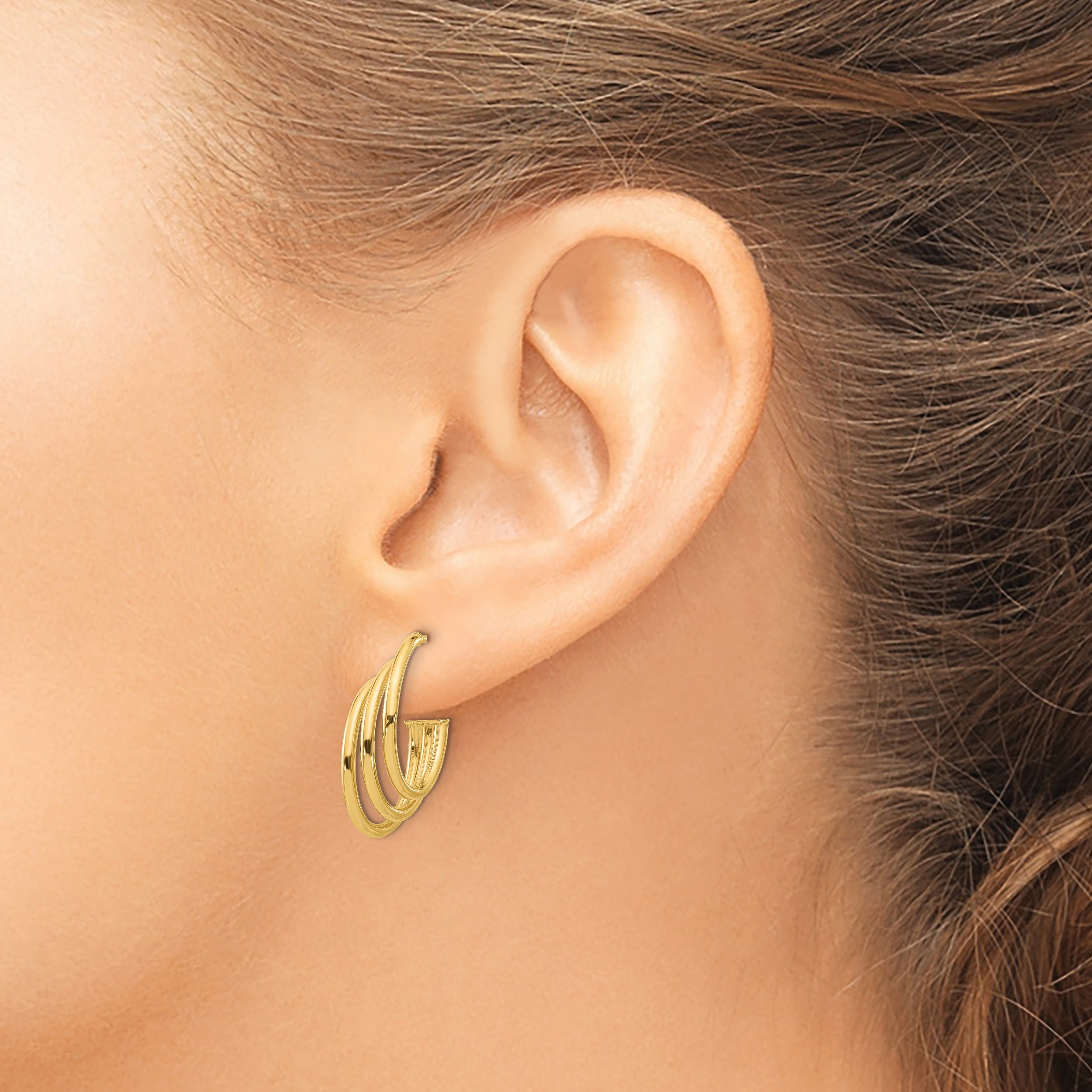 14K Polished J-Hoop Post Earrings