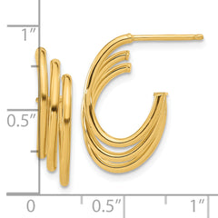 14K Polished J-Hoop Post Earrings