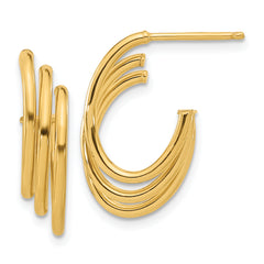 14K Polished J-Hoop Post Earrings