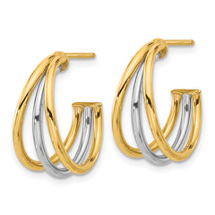 14K Two-tone Polished Hoop Post Earrings