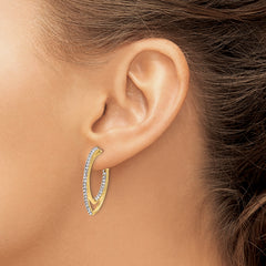 14K Polished Swarovski Crystals J-Hoop Post Earrings