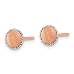 14K Rose Gold with White Gold Accent Brushed Post Earrings