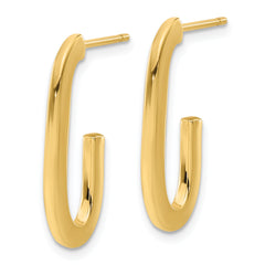 14K Polished Modern J-Hoop Earrings