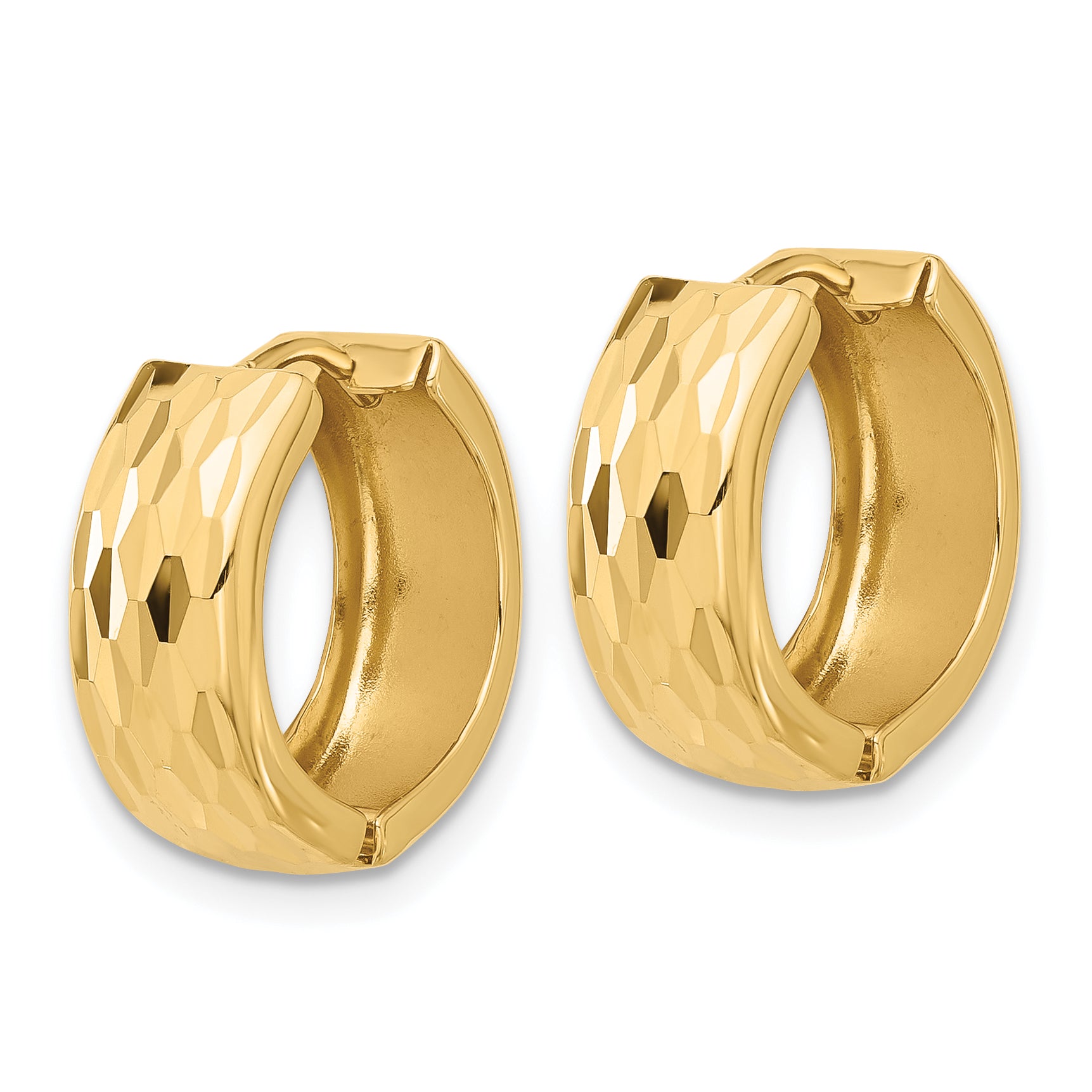 14K Diamond-Cut Hinged Huggie Earrings