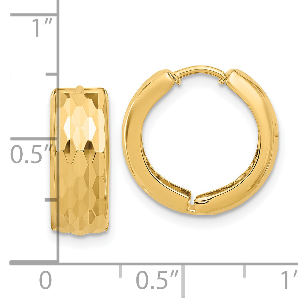 14K Diamond-Cut Hinged Huggie Earrings