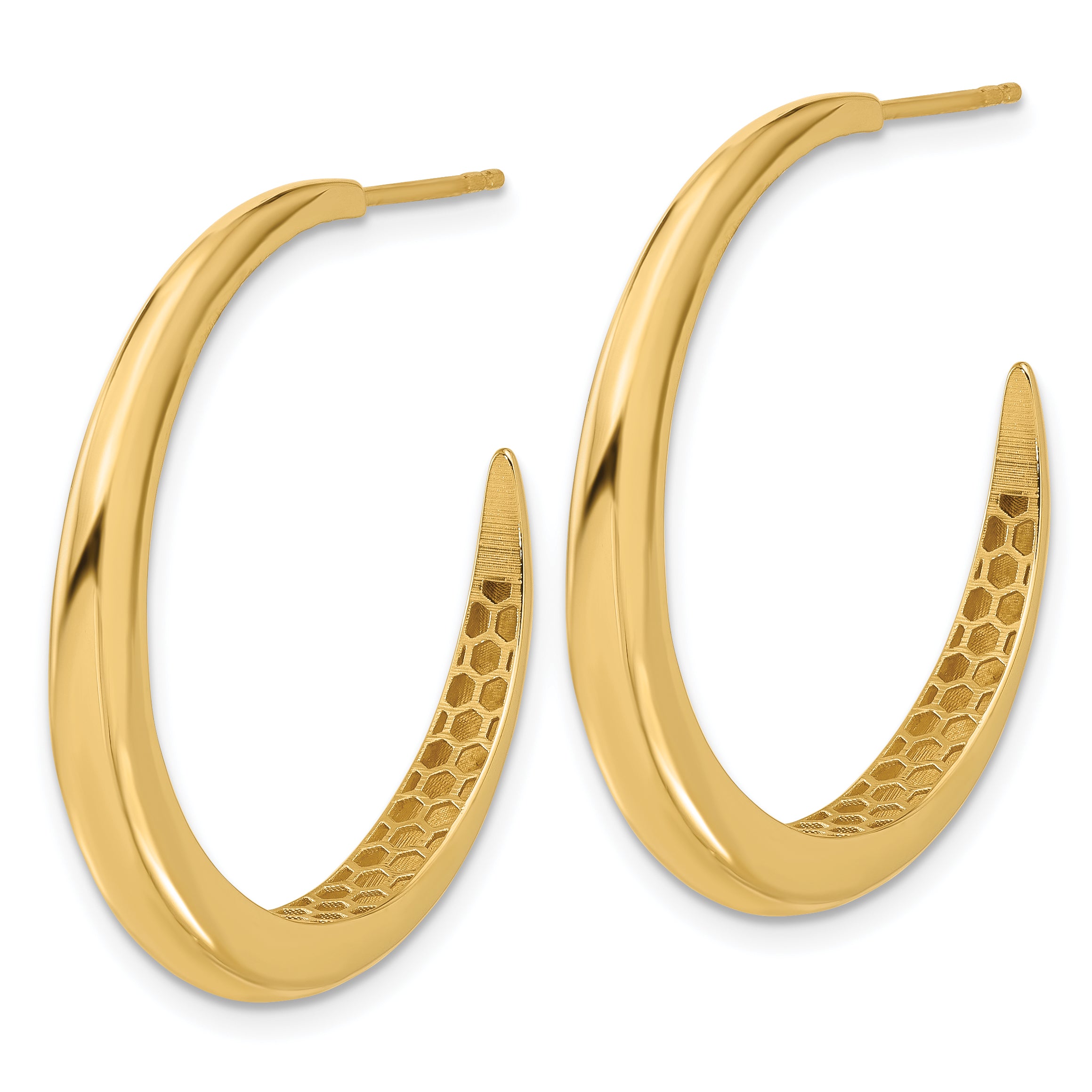 14K Polished J-Hoop Post Earrings