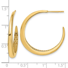 14K Polished J-Hoop Post Earrings