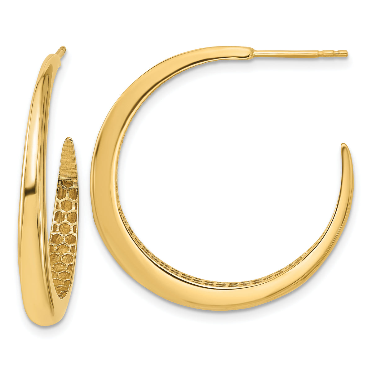 14K Polished J-Hoop Post Earrings