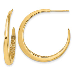 14K Polished J-Hoop Post Earrings