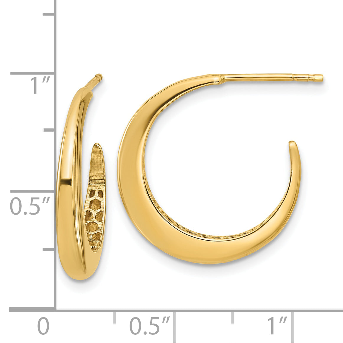 14K Polished J-Hoop Post Earrings