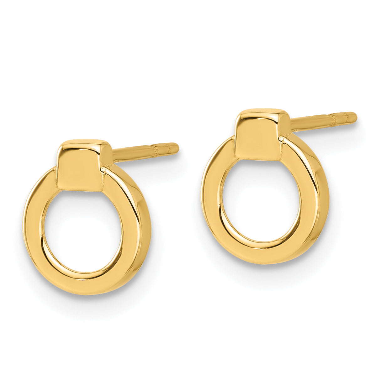 14K Polished Circle Post Earrings