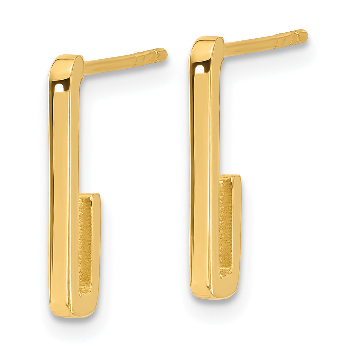 14K Polished J-Hoop Post Earrings