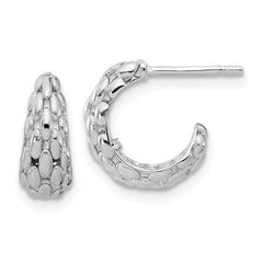 14K White Gold Satin J-Hoop Earrings