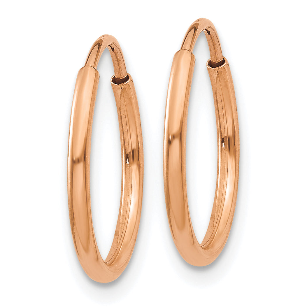 14k Rose Gold 1.2mm Polished Endless Hoop Earrings