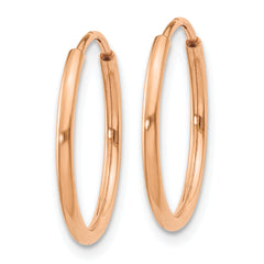 14k Rose Gold 1.2mm Polished Endless Hoop Earrings