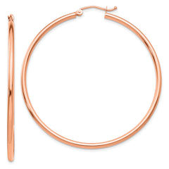 14k Rose Gold Polished 2x50mm Polished Hoop Earrings