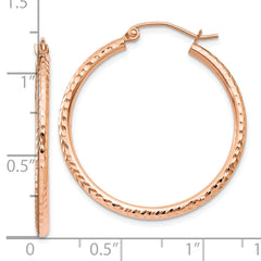 14k Rose Gold Diamond-cut Polished Hoop Earrings