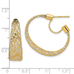 14K Two-tone Braided Mesh Stretch Post Hoop Earrings