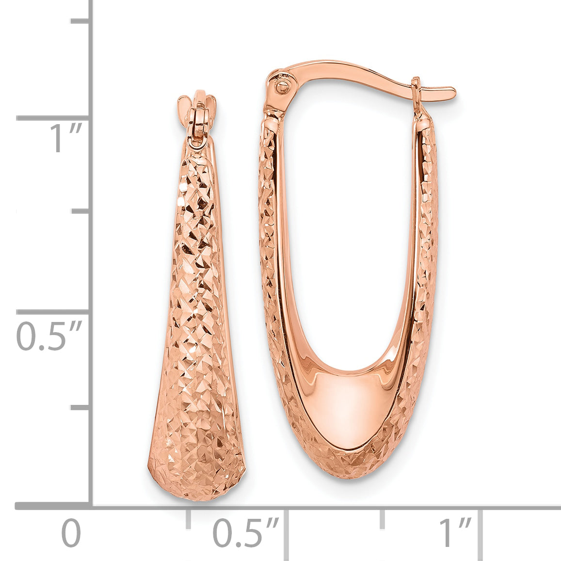 14K Rose Gold Polished and Diamond-cut Hoop Earrings