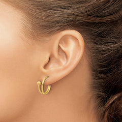 14K Polished J-Hoop Earrings