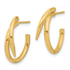 14K Polished J-Hoop Earrings