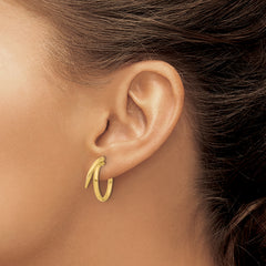 14K Polished J-Hoop Earrings