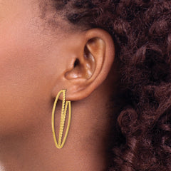 14K Polished and Textured Fancy Drop Post Earrings