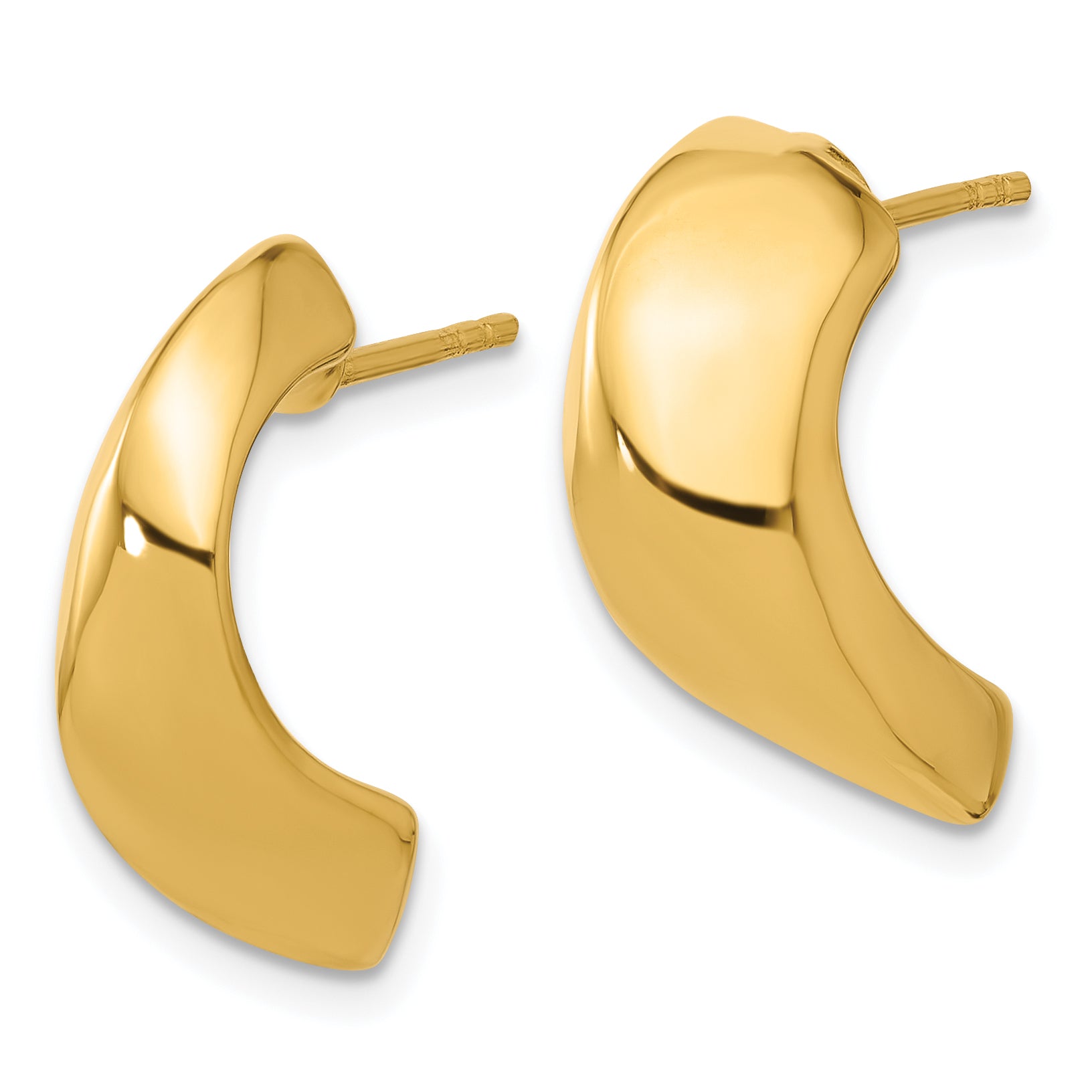 14K Polished Hollow J-Hoop Post Earrings