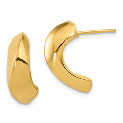 14K Polished Hollow J-Hoop Post Earrings