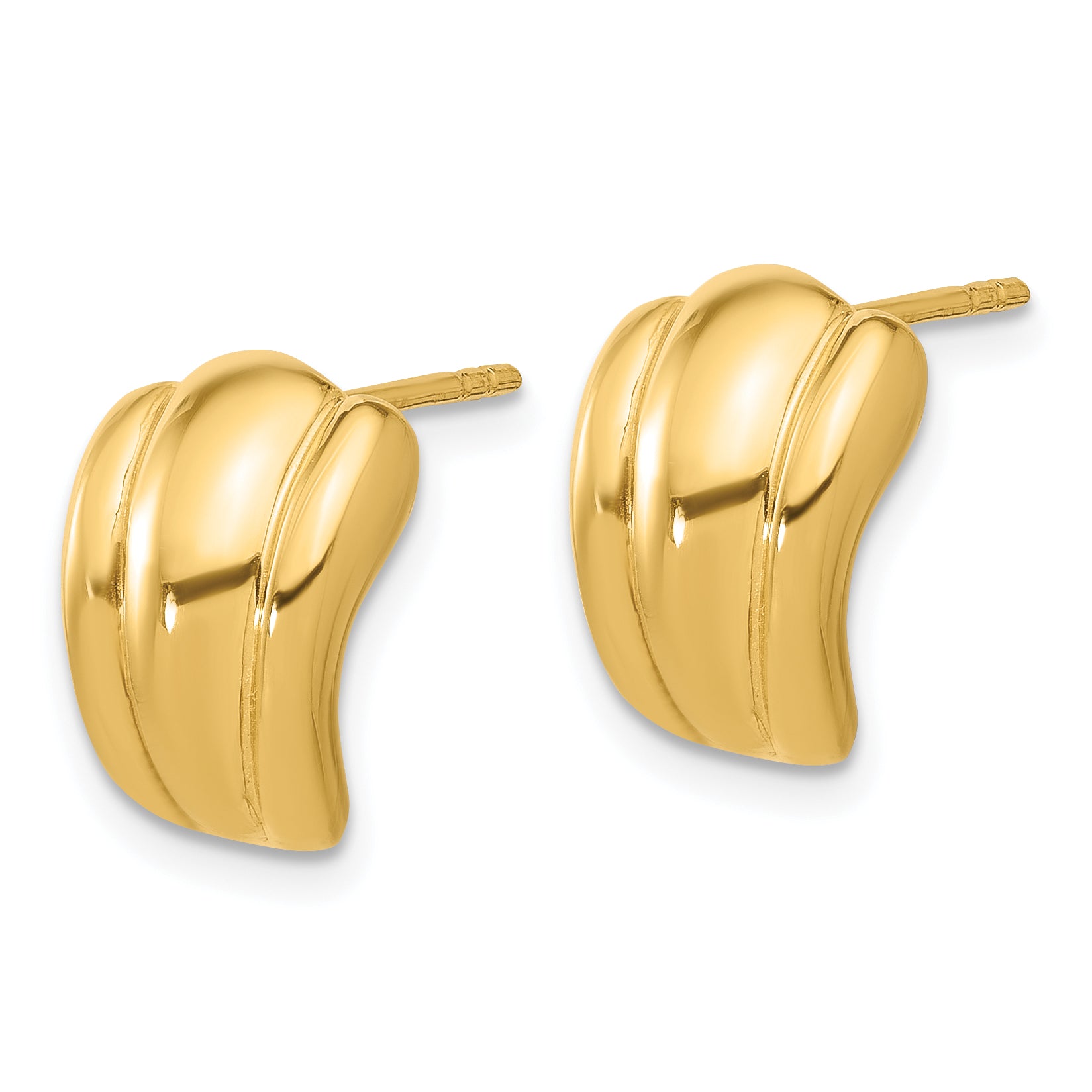 14K Polished Hollow J-Hoop Post Earrings