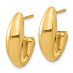 14K Polished Hollow J-Hoop Post Earrings