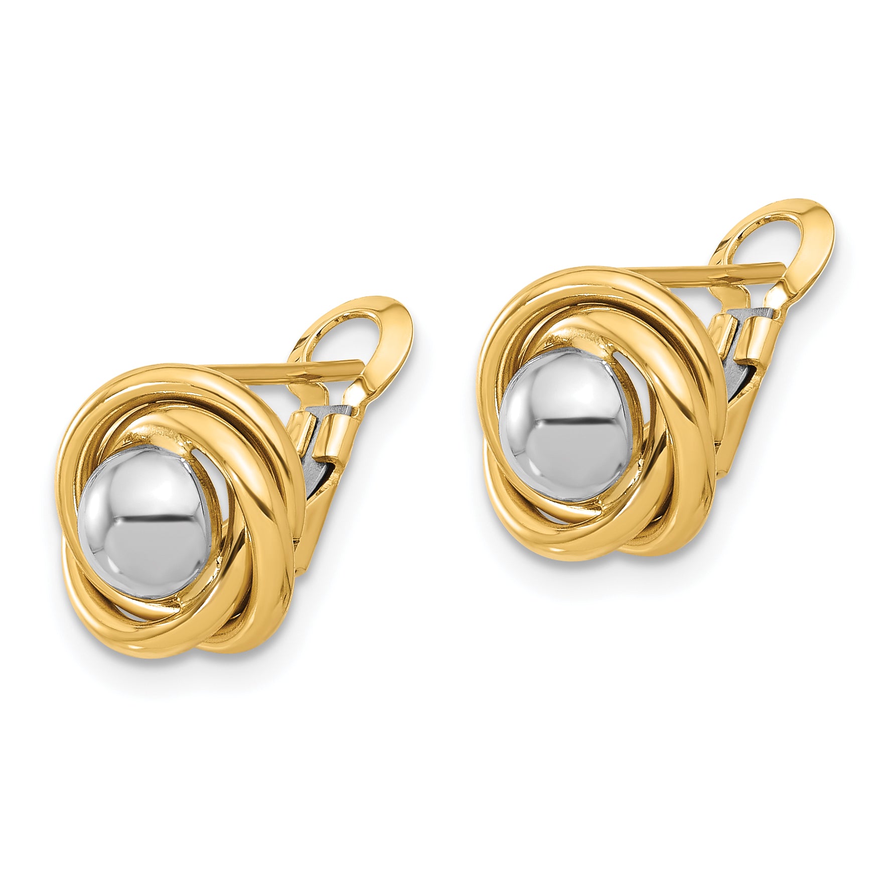 14K Two-tone Polished Omega Back Earrings