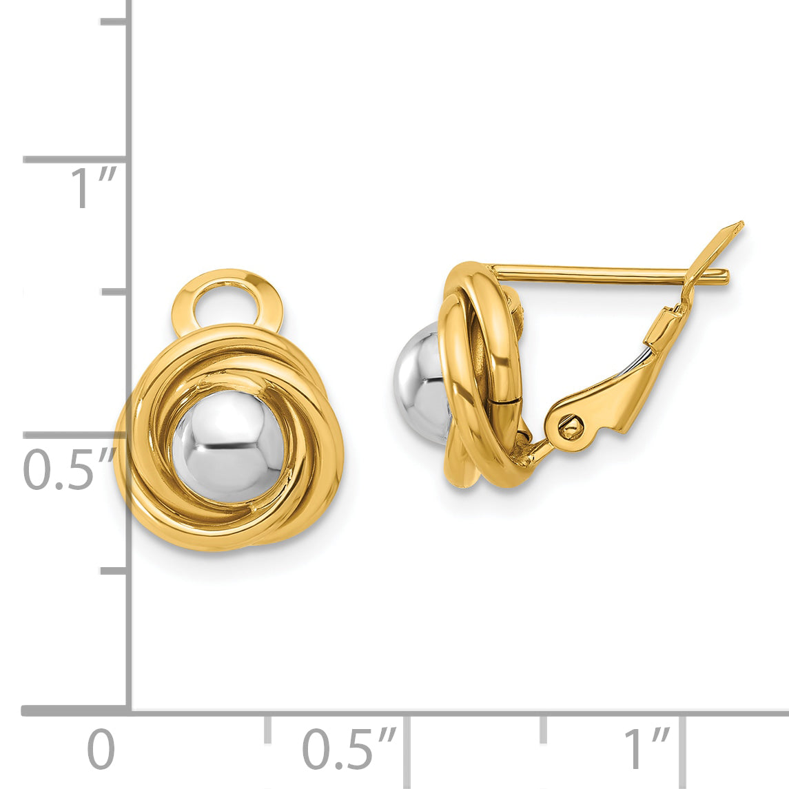 14K Two-tone Polished Omega Back Earrings