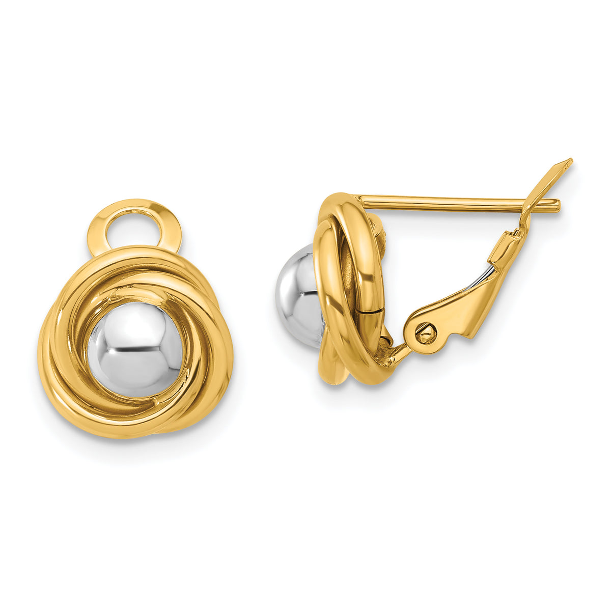 14K Two-tone Polished Omega Back Earrings