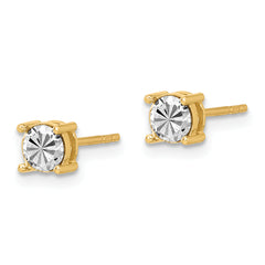 14K w/Rhodium Polished and D/C Post Earrings